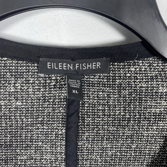 Eileen Fisher Black Gray Tweed Classic Full Zip Jacket Women's XL Office Career - Picture 4 of 7